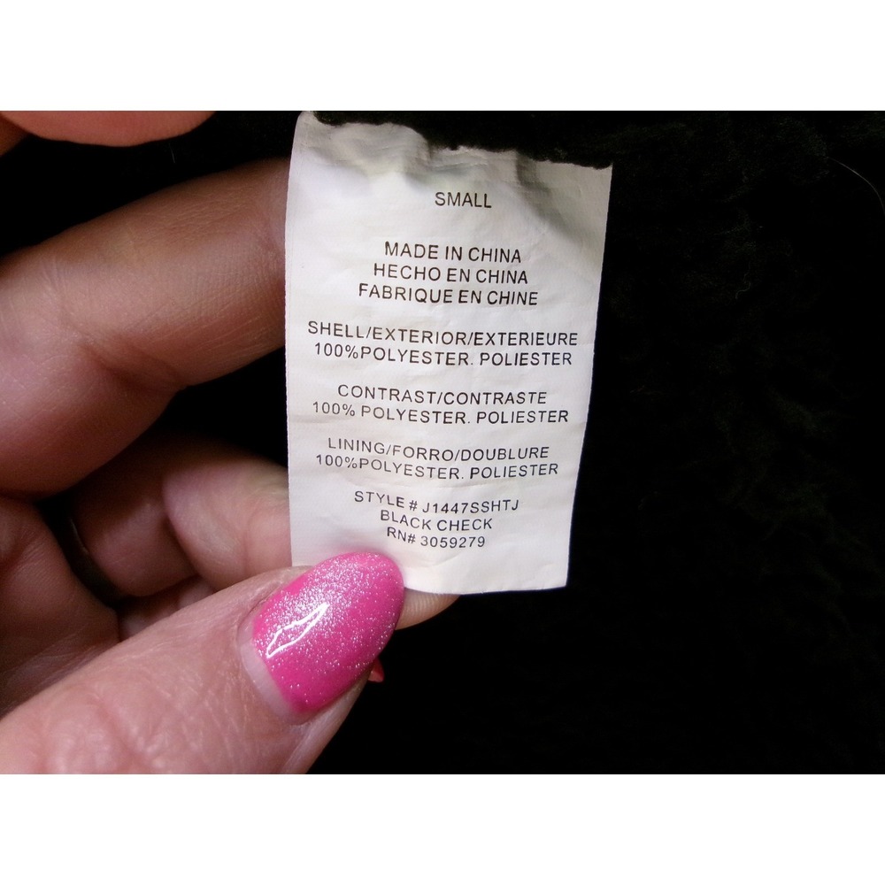 Thread & Supply Sherpa Vest Womens Small Black White Plaid J1447SSHTJ - Picture 4 of 6